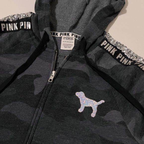 VS PINK Bling Zip Up Hoodie XS - Picture 2 of 4